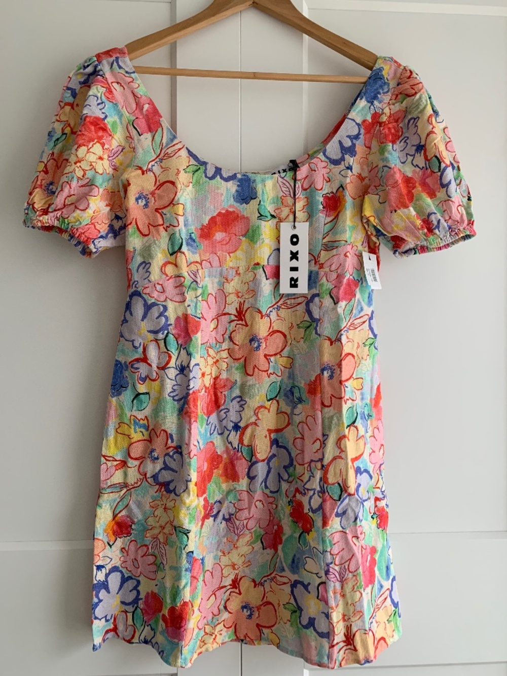 RIXO Floral Mini Dress Size M or US 8 Linen and viscose blended